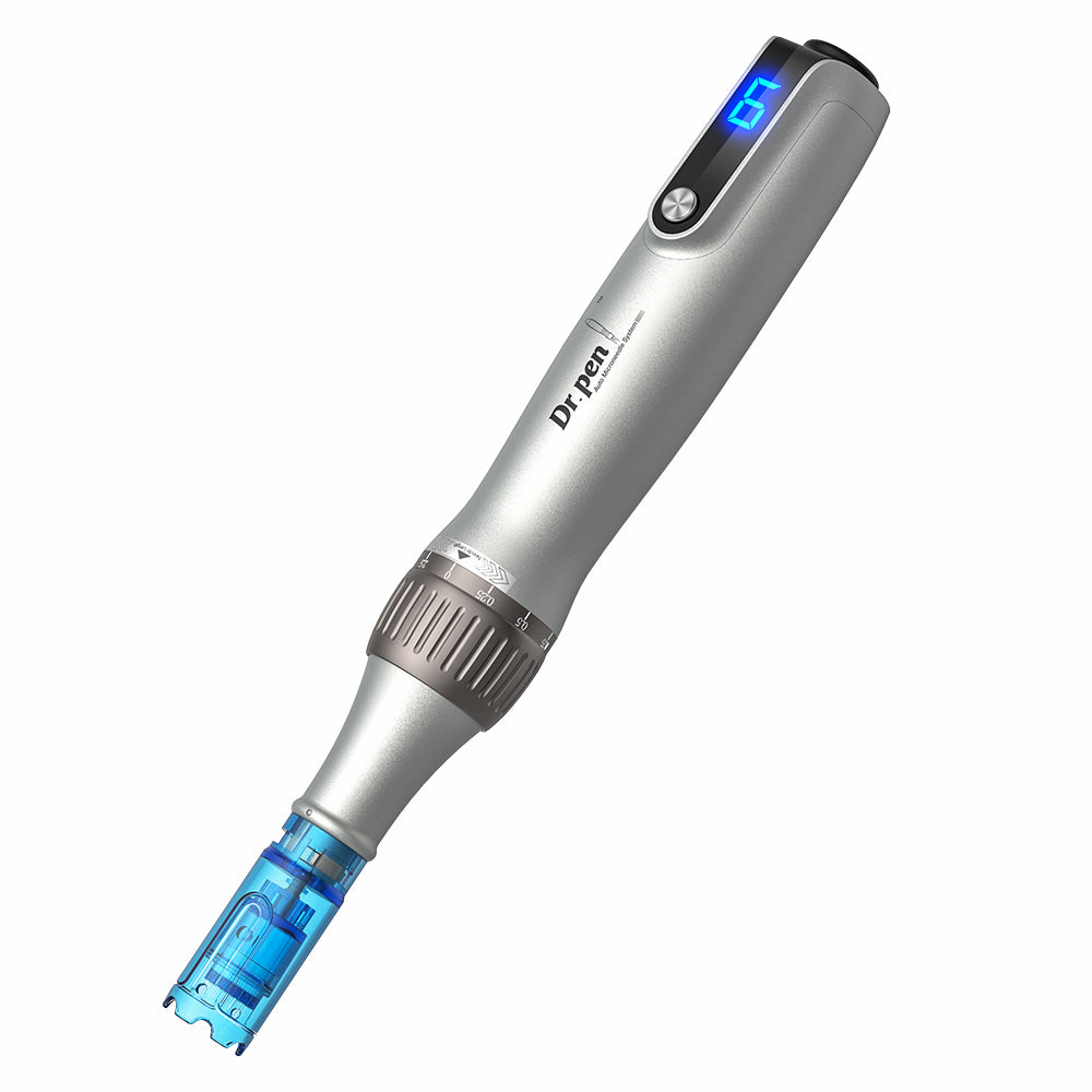 Dr. Pen M8S microneedling-kynä LED-näytöllä, säädettävä neulan syvyys ja asennettu neulapatruuna ammattilaisen ihonhoitoon.
