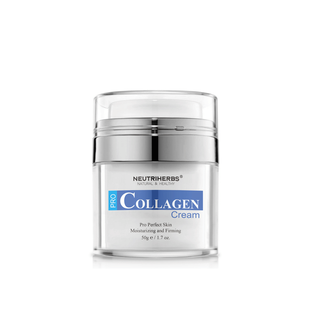 Neutriherbs Pro Collagen Cream 50 g tyylikkäässä purkissa. Kosteuttava ja kiinteyttävä kasvovoide, joka on kehitetty parantamaan ihon kimmoisuutta, antamaan pitkäkestoista kosteutusta ja edistämään kiinteämpää ihoa pehmeällä ja joustavalla tunteella.