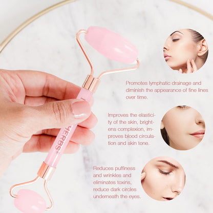 Neutriherbs Rose Quartz Face Roller kasvohierontaan, lymfahierontaan ja turvotuksen vähentämiseen.