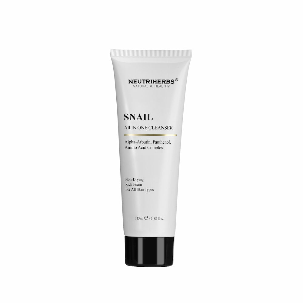 Neutriherbs Snail All In One Cleanser 115 ml – hellävarainen kasvojenpuhdistus etanauutteella, alfa-arbutiinilla ja pantenolilla kaikille ihotyypeille.